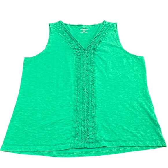 Talbots Tank Top XL Petite Green V Neck Sleeveless Cotton - Picture 5 of 10